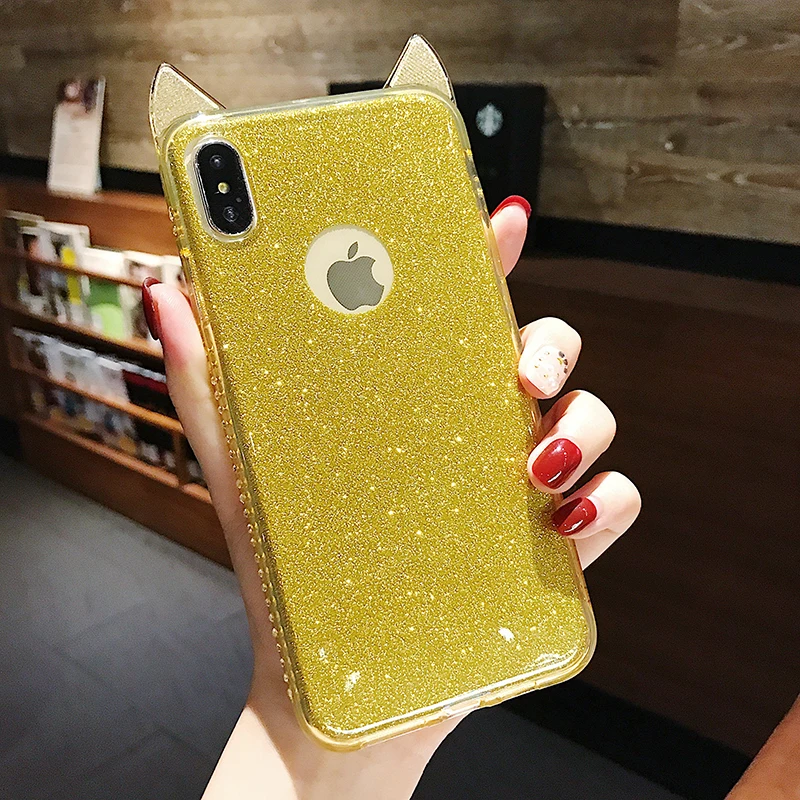 Glitter Phone Case For iPhone 7 8 6 Plus iphone case silicone XS MAX XR Back Cover Fashion cute X |
