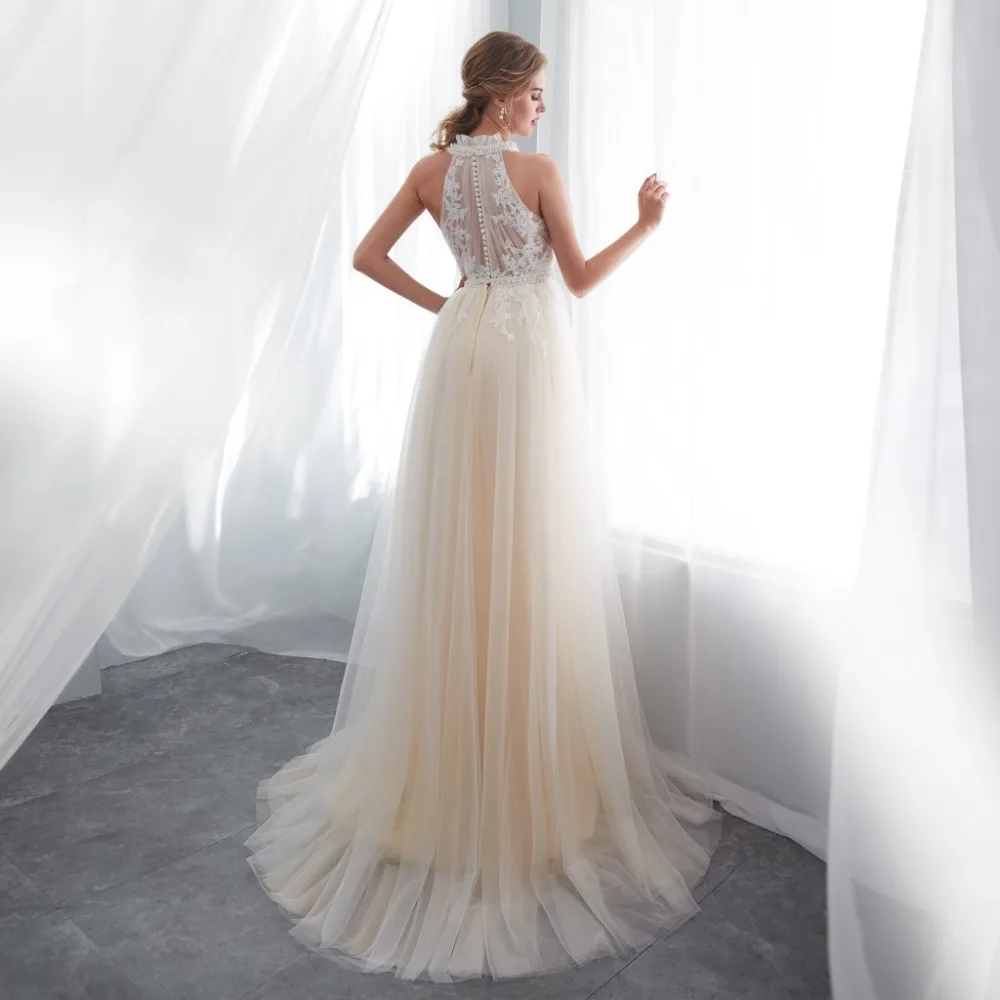 2019 новейшие сексуальные Sheer Топ Тюль Boho неформальный свадебное платье без
