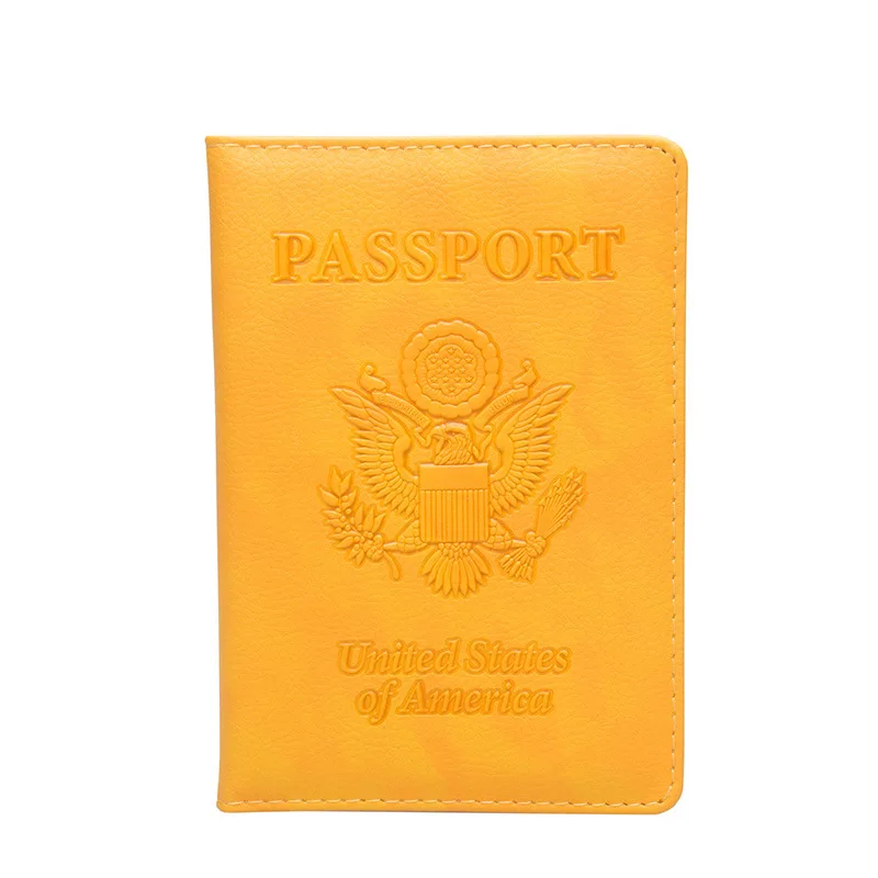 Yellow США Обложка для паспорта бумажник PU кожаный чехол для карты Америка дорожный органайзер для документов кредитные Pochette Passeport Porte Carte - Цвет: Yellow