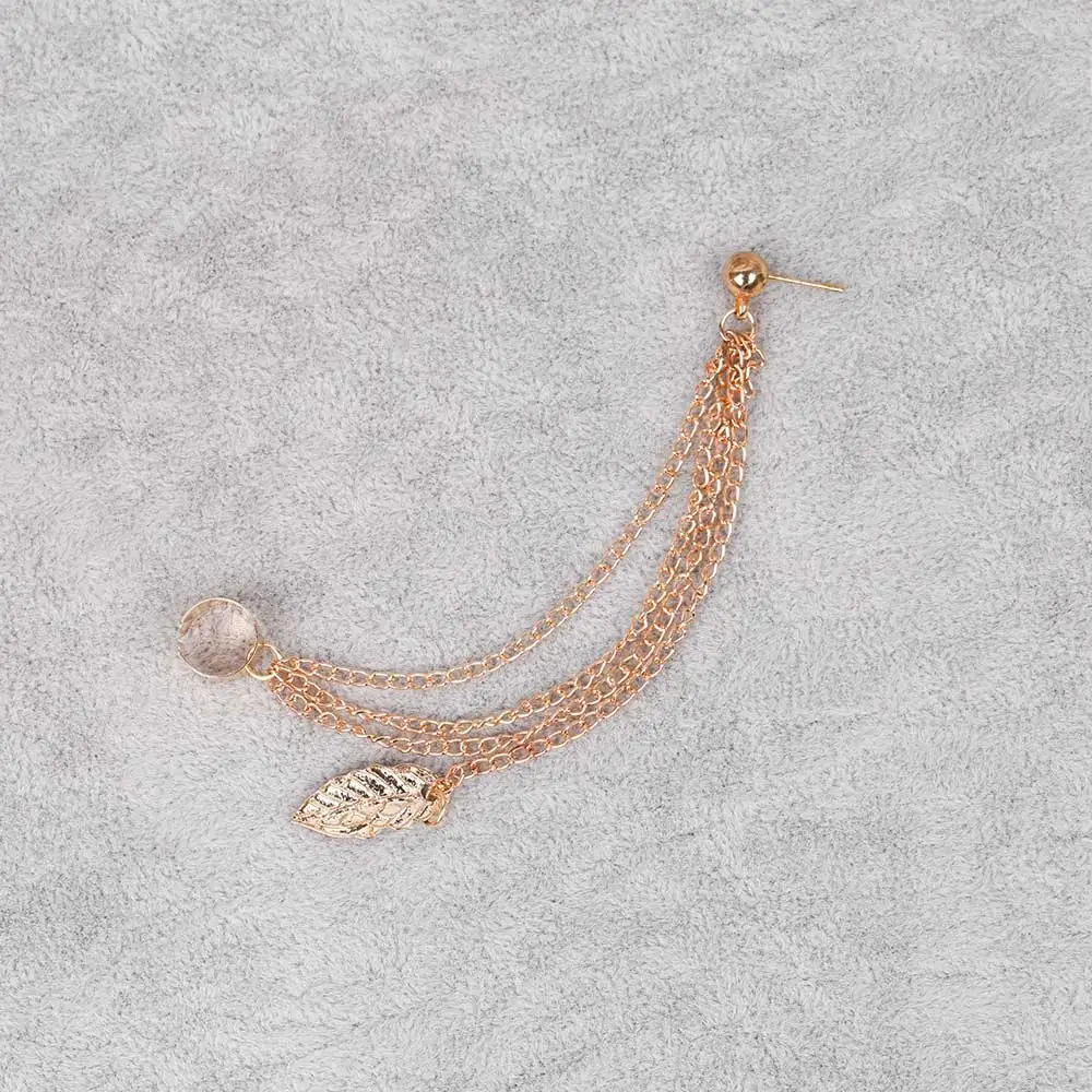 FAMSHIN новые модные женские висячие серьги каффы в стиле панк рок с цепочкой виде