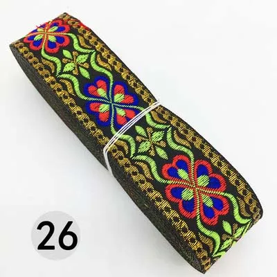 26 7 м/лот, тканая жаккардовая лента шириной 3,3 см, отделка геометрическим тотемным узором для штор и аксессуаров одежды, кружевная ткань HB188 - Цвет: 26