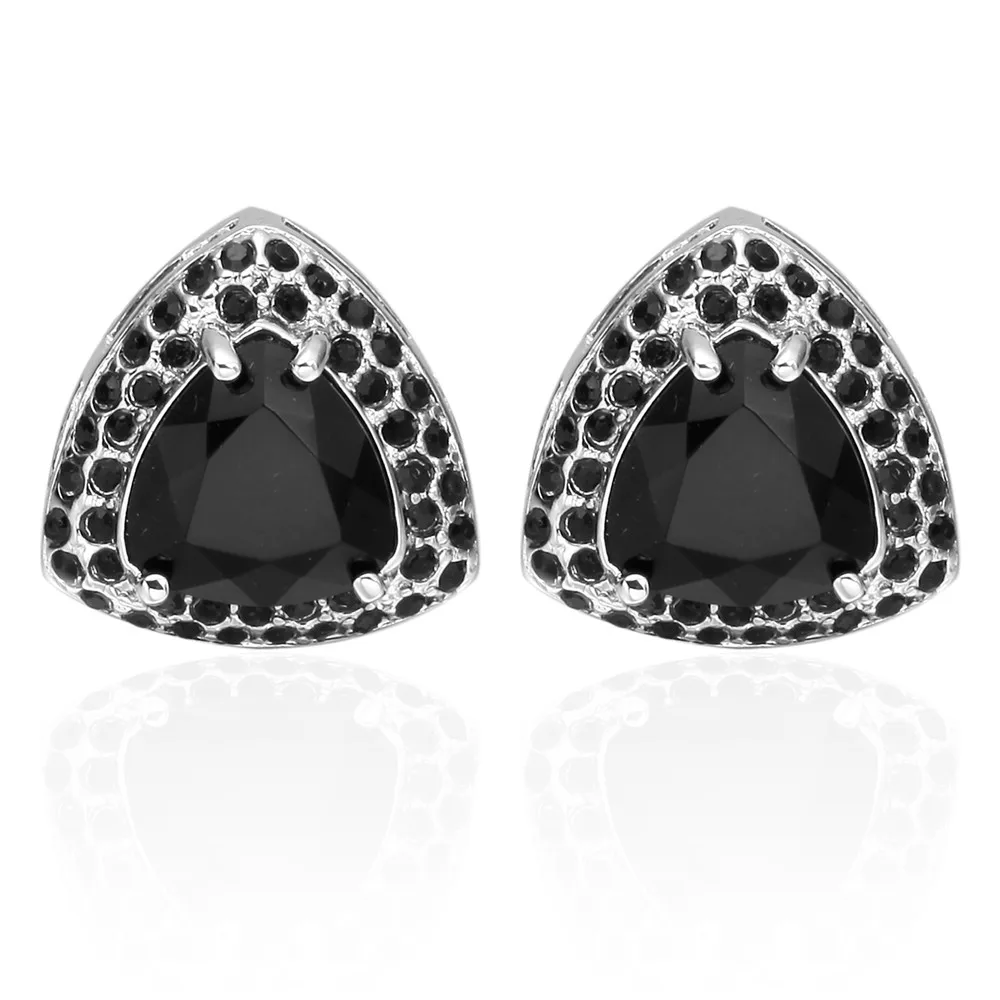 Витрина Запонки Высокое качество Кристалл серебро с запонки черными стразами