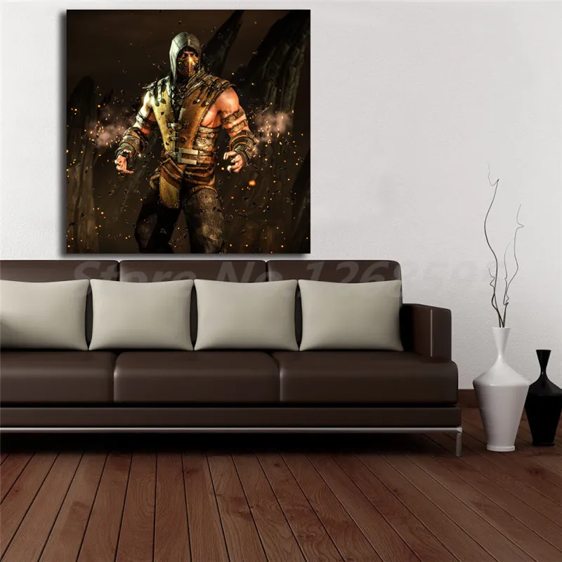Настенный постер Hellfire Scorpion Mortal Kombat на холсте декоративная картина для гостиной