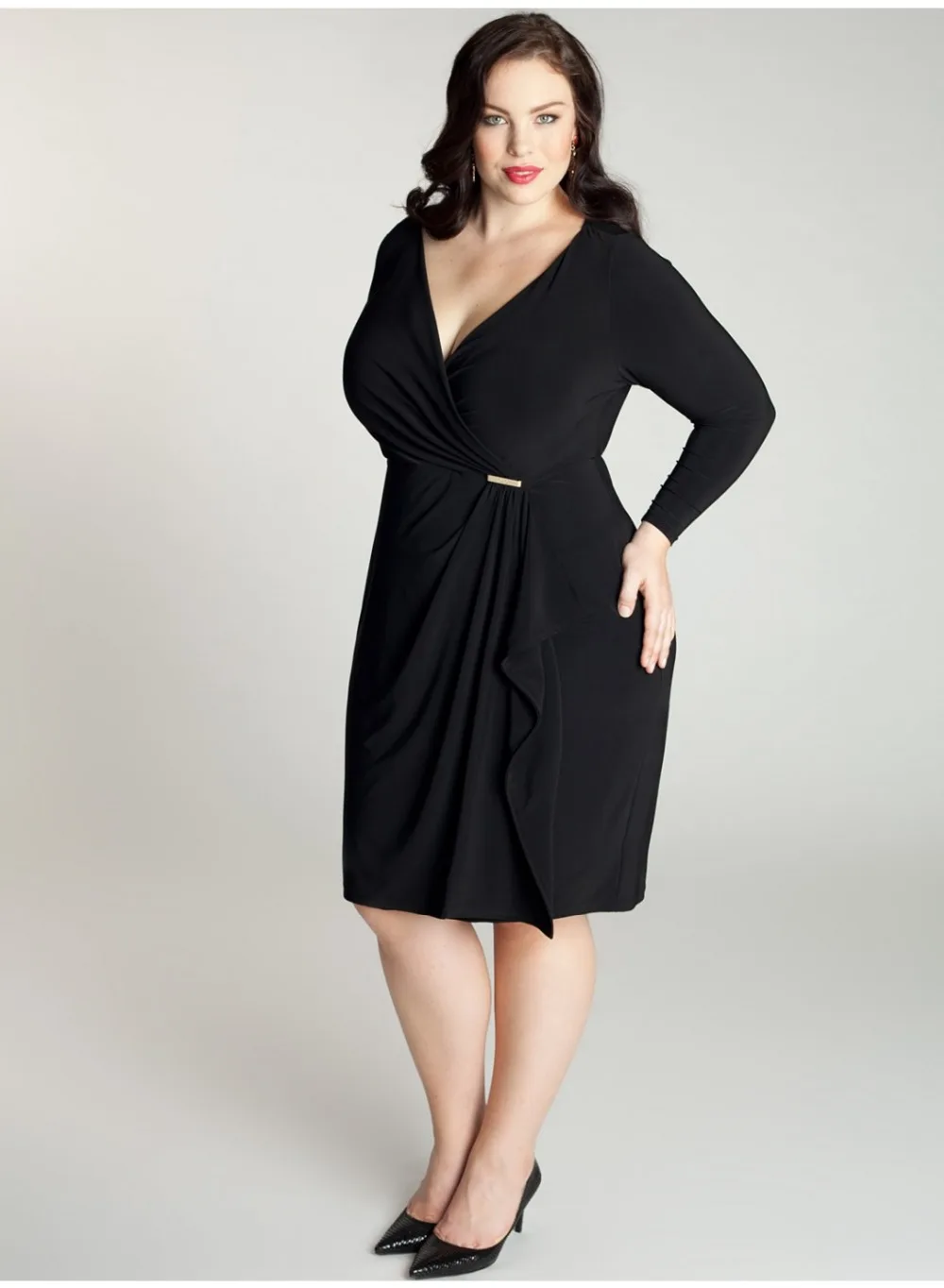 ED1506 Black long sleeve evening dress for big size | Свадьбы и торжества