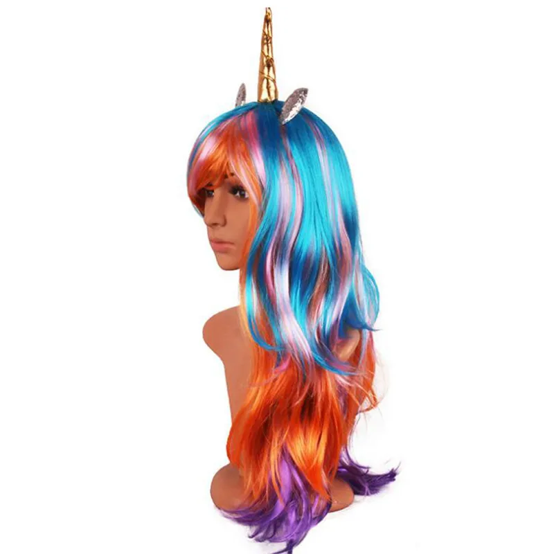 1 шт. Единорог парик Masque Photo Booth Волосы Радуга Unicornio aniversариo вечерние парики волосы