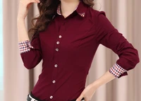 free shipping new 2016 womens formal autumn professional long sleeve plus size chiffon blouse shirts basic top shirt