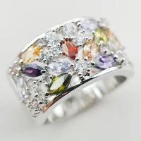 weinuo sterling silver jewelry white crystal zircon garnet morganite 925 sterling silver jewelry ring size 6 7 8 9 10 11 a31