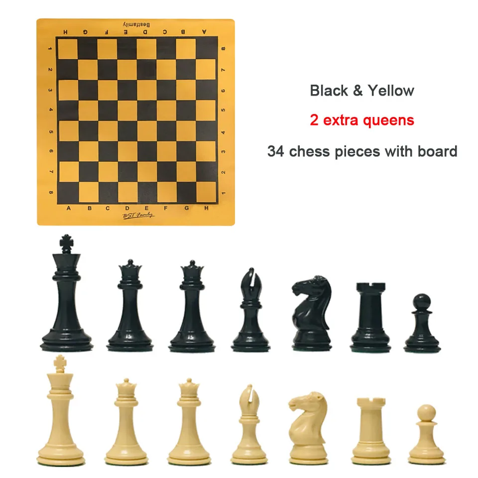 board yellow chess 4 королевы Шахматный набор Высота короля 108 мм Staunton международный стандарт шахматные фигуры взвешенные шахматы для матча клуба IA12 - Цвет: board yellow chess