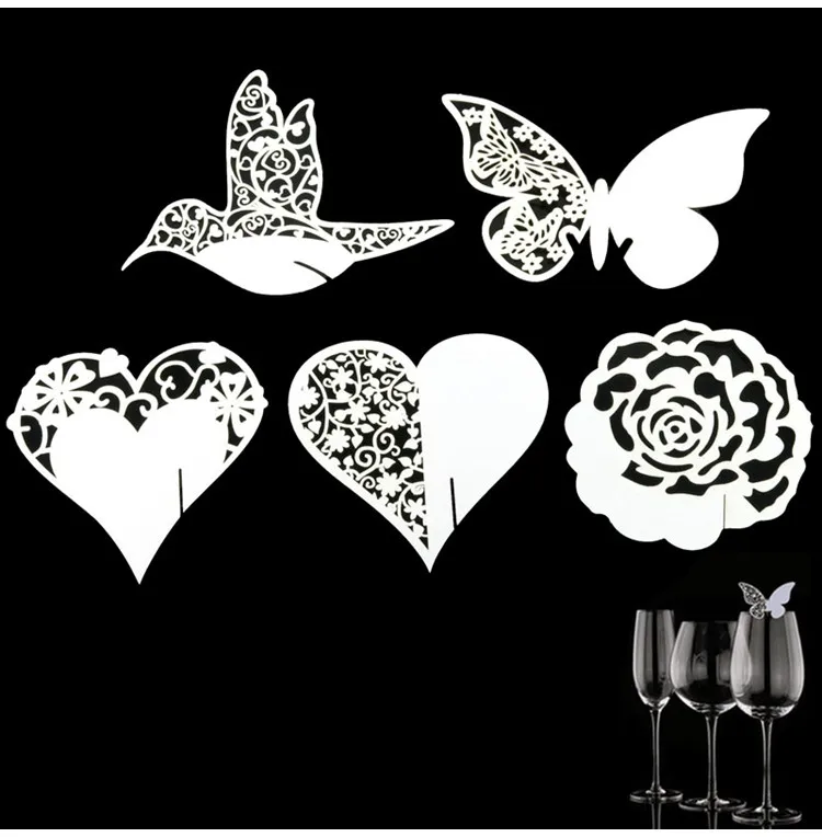 

50pcs Place Name Card Heart Glass Wedding Cards Party Festive Event Table Goblet Decoration Supplies Decorative Crafts