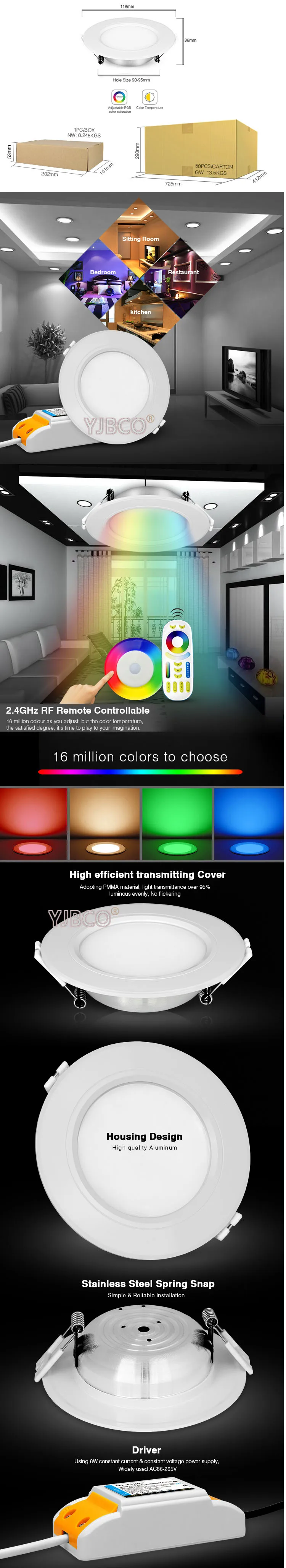 MiBOXER 6 Вт/9 Вт/12 Вт/15 Вт/18 Вт RGB+ CCT Светодиодный прожектор AC110V 220 В с регулируемой яркостью светодиодный потолочный прожектор FUT062/FUT063/FUT066/FUT068/FUT069