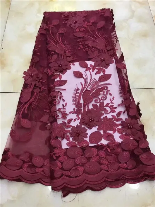 3d flower fabric gold nigerian wedding lace 2018 french luxury embroidered tulle with beads stones and sequins | Дом и сад