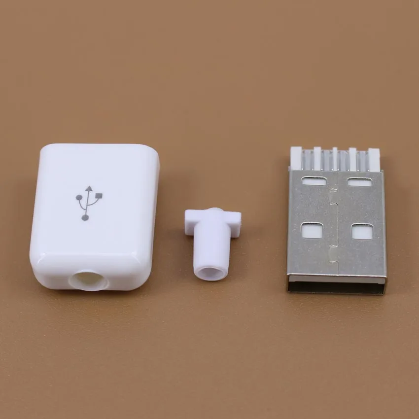 4-контактный разъем USB 2 0 типа А папа 1 шт. для пайки с белой пластиковой крышкой