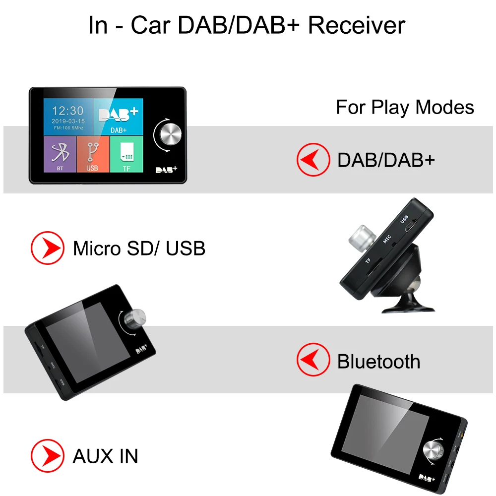 Портативный автомобиля dab цифровой радио Bluetooth + MP3 FM неограниченное количество