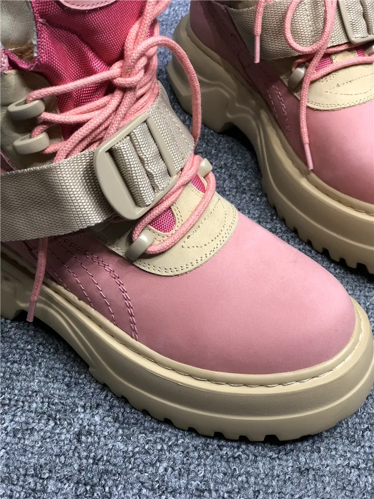 2019 Spring and autumn models high-top platform shoes leather breathable fashion student casual women's wild ankle boots | Обувь
