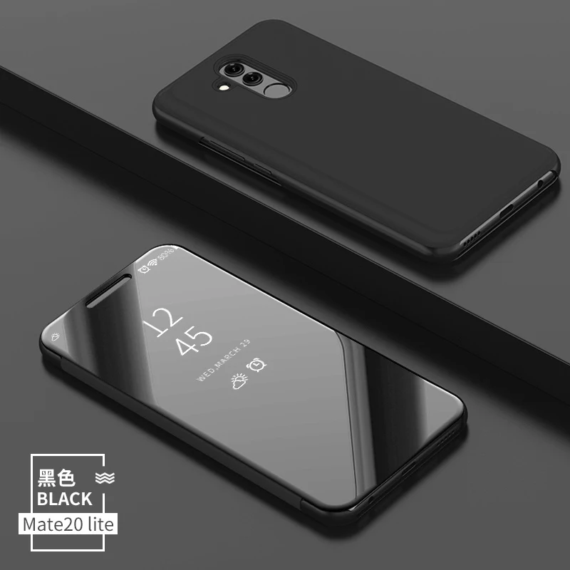 Huawei Mate 20 Lite чехол с зеркальным покрытием флип-кейс Роскошный прозрачный кожаный