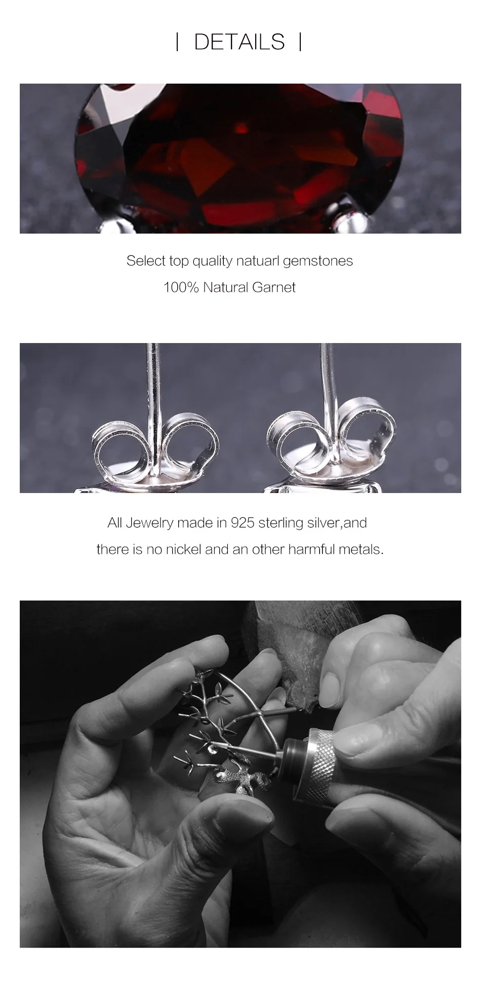 Gem's Ballet 5*7 мм 2.00Ct Овальный натуральный красный гранат драгоценный камень серьги гвоздики из натуральной 925 пробы серебряные ювелирные изделия для женщин