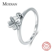 modian minimalist charm flower clover swing fashion ring real 925 sterling silver exquisite vintage rings for women fine jewelry