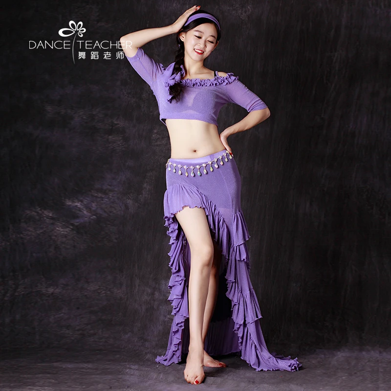 Женский костюм для танца живота с топом и юбкой одежда размеры S M L XL|bellydance top|costume