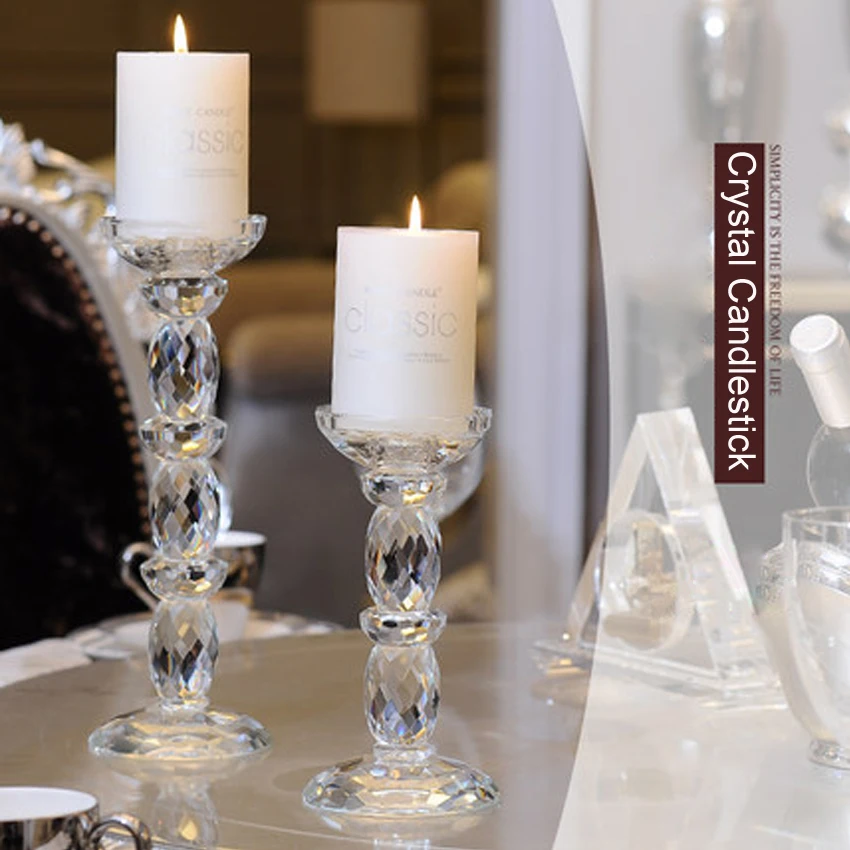 Europe Crystal Glass Candle Holders Stick Column Candelabra Christmas Candlestick Crafts Wedding Home Decoration Accessories | Дом и сад