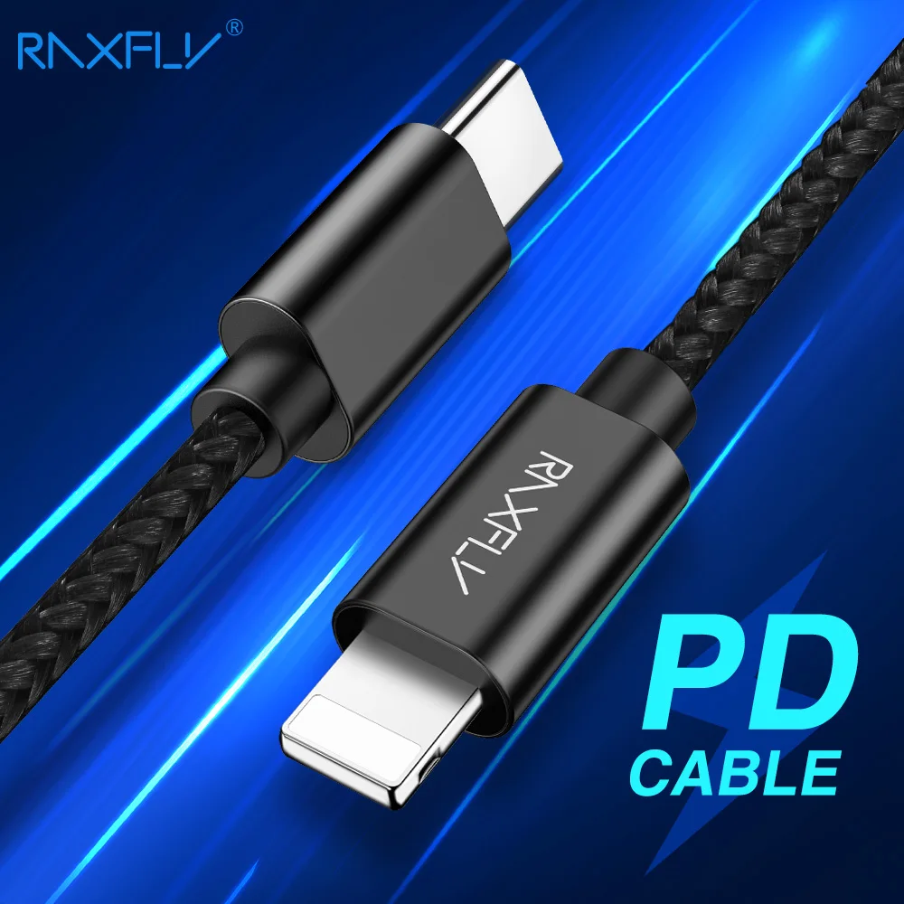 Usb raxfly C кабель для освещения iPhone XS Max XR X 7 Plus PD Быстрая зарядка usb type Macboo данных