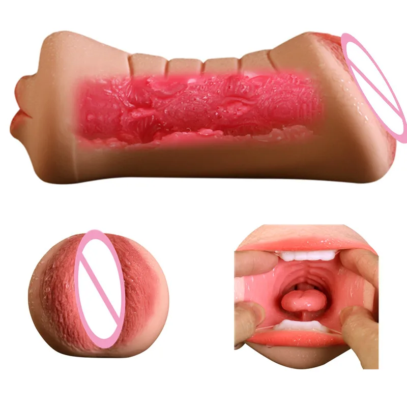 Оральная искусственная вагина рот мягкие зубы двойное отверстие 4D ощущение кожи