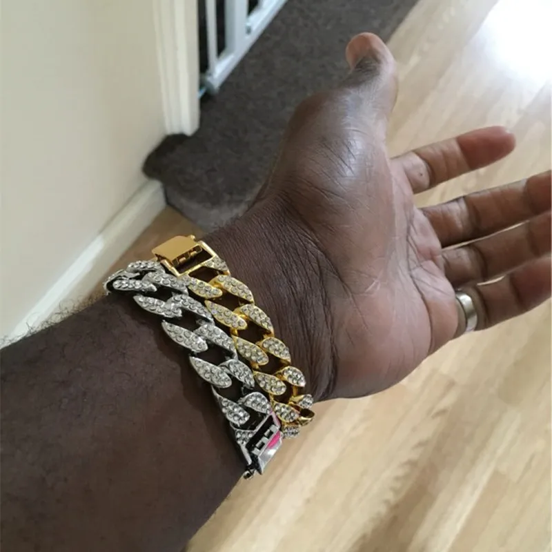 Мужской браслет UWIN из кубинской цепи Майами 15 мм|hip hop bracelet|bracelet goldbracelet silver |