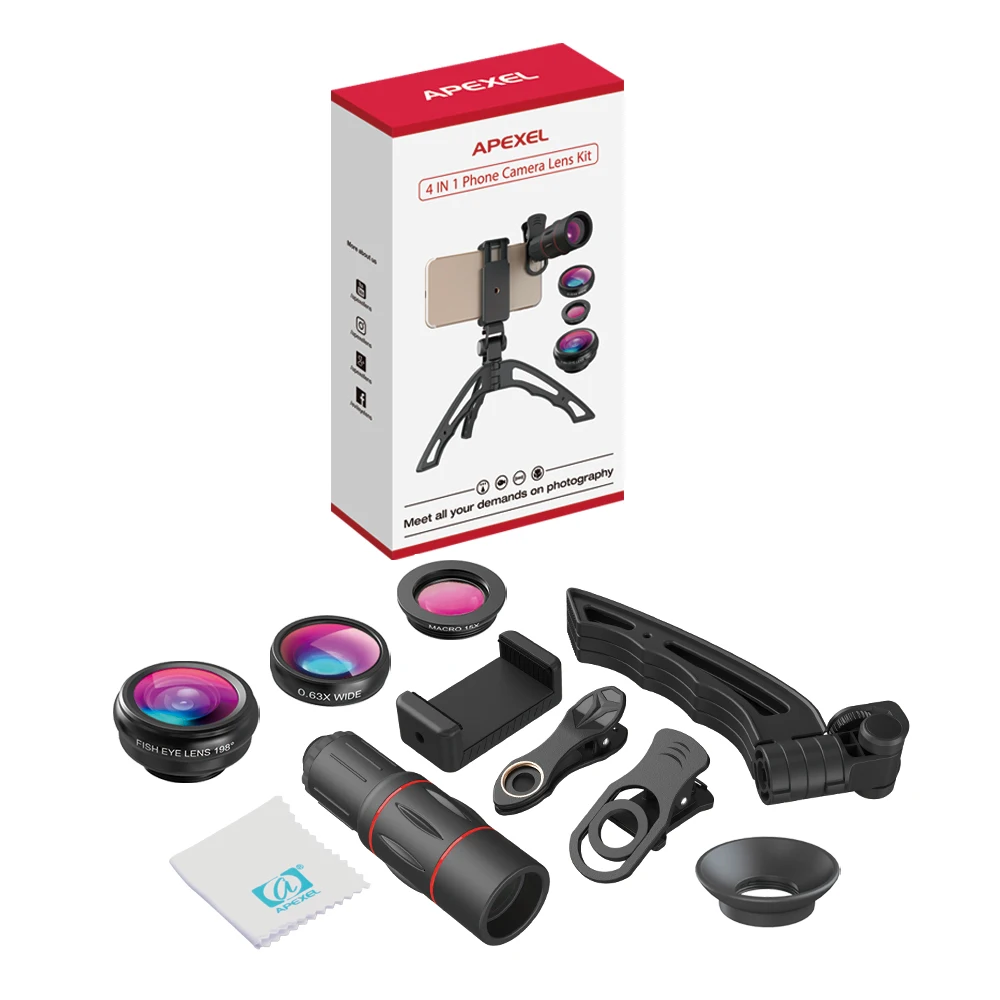 

APEXEL 18X Telescope Phone Lens Monocular+3in1 Fisheye Wide Macro Lens +Selfie Tripod With Bluetooth for iPhone Smartphones