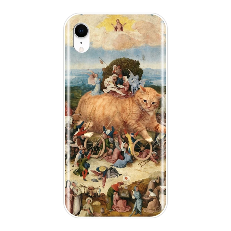 Забавный чехол для телефона с рисунком кота Моны Лизы для Apple iPhone 6 S 6 S 7 8 X XR XS Max, Мягкая силиконовая задняя крышка для iPhone 6 S 6 S 7 8 Plus