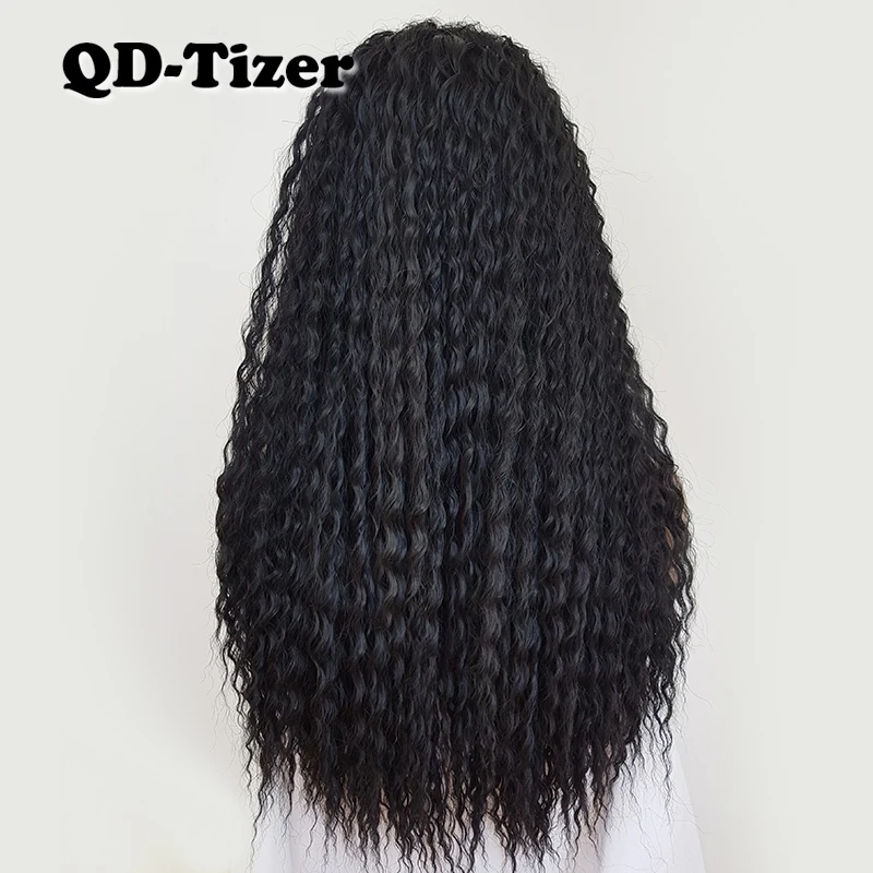 QD Tizer черный цвет Длинные свободные кудрявые синтетические волосы на фронте