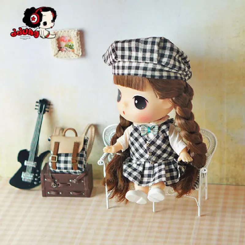 Кукла шарнирная в стиле клетчатки новинка модная подарок ребенку на день