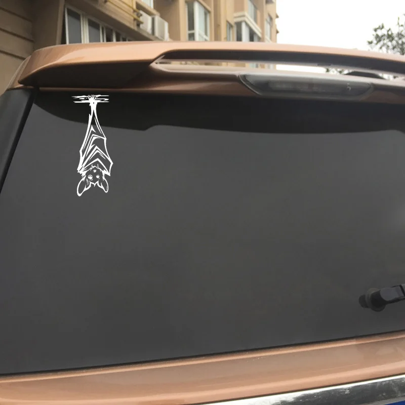 QYPF 7.6cm*18.4cm Interesting Upside Down Halloween Bat Vinyl Car Sticker Beautiful Decal Diverse Pattern C18-0805 | Автомобили и