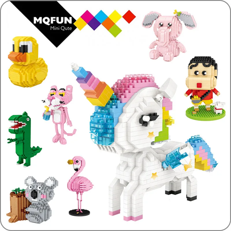 LOZ алмазные блоки Единорог аниме экшн фигурки Мультяшные животные Розовая