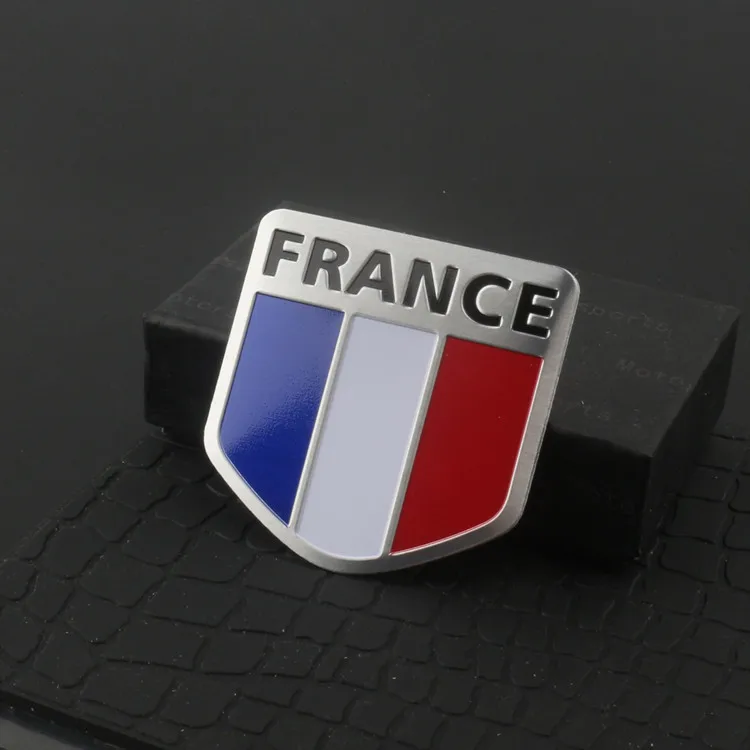 France Германия, Франция, Италия, Россия, Греция, Канада, Англия, ОАЭ, Национальный флаг, алюминиевая эмблема, Этикетировочная наклейка, украшение для стайлинга автомобилей - Цвет: France