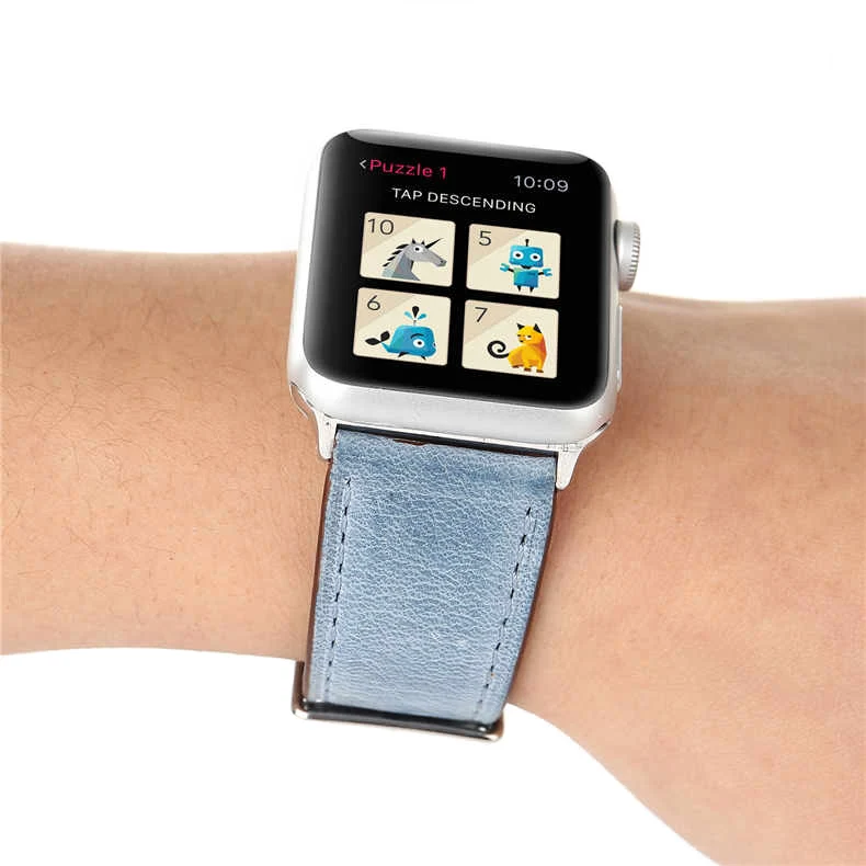 Красочные из натуральной кожи ремешок для наручных часов Apple Watch серии 1/2/3/4/5 браслет для наручных часов iWatch, 44 мм, 42 мм, 40 мм, 38 мм, версия ювелирных аксессуаров