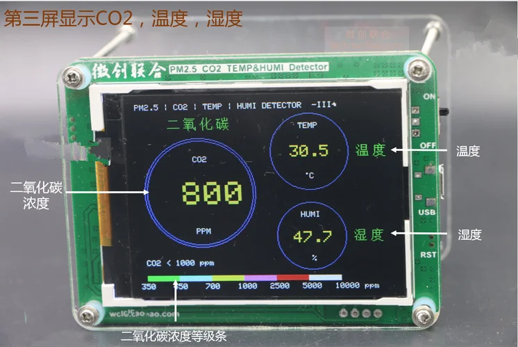 M5S температура и влажность + литиевая батарея CO2 TVOC PM2.5 (S8) TEMP & HUMI детектор дымки