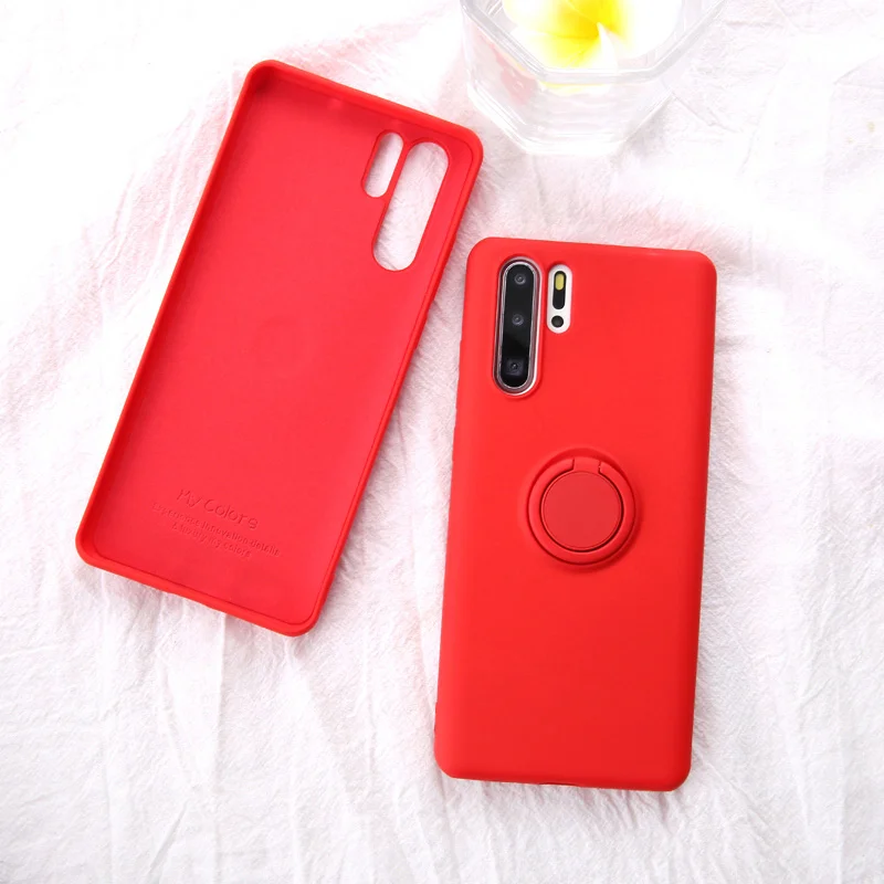 WK38-YeTORingRed Socoupair Мягкий Жидкий чехол-держатель для телефона huawei P30 Pro Lite Nova 4e mate 20 Pro, мягкий силиконовый чехол из ТПУ с кольцом - Цвет: WK38-YeTORingRed