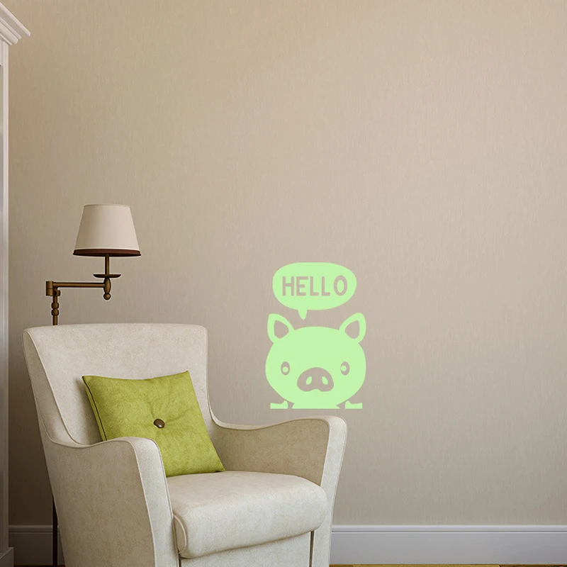 Здравствуйте свинья светящийся Переключатель наклейка для детской комнаты