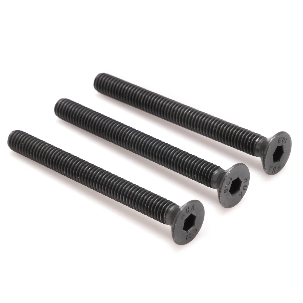 100pcsM6 flat head countersunk black grade 10.9 Alloy Steel Hex Socket Head Cap Screw M6*8/10/12/16/20/25/30/35/40/45/50mm | Обустройство