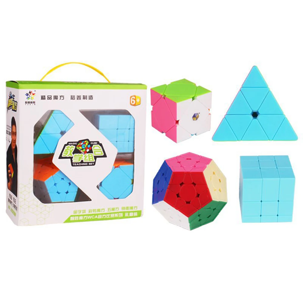 YUXIN 4 шт. в наборе 3x3 гладкая зеркальная скошенная Пирамида Megaminx без наклеек