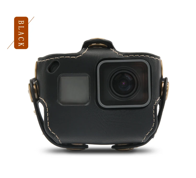 black Защитный чехол для Gopro Hero 7 6 Black Edition из искусственной кожи, чехол для Go Pro Hero 7 6 5, аксессуары для экшн-камеры - Цвет: black