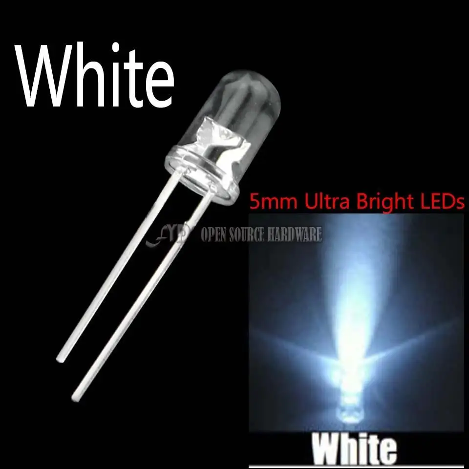 

100pcs NEW 5mm Round Super Bright White LED light Diode