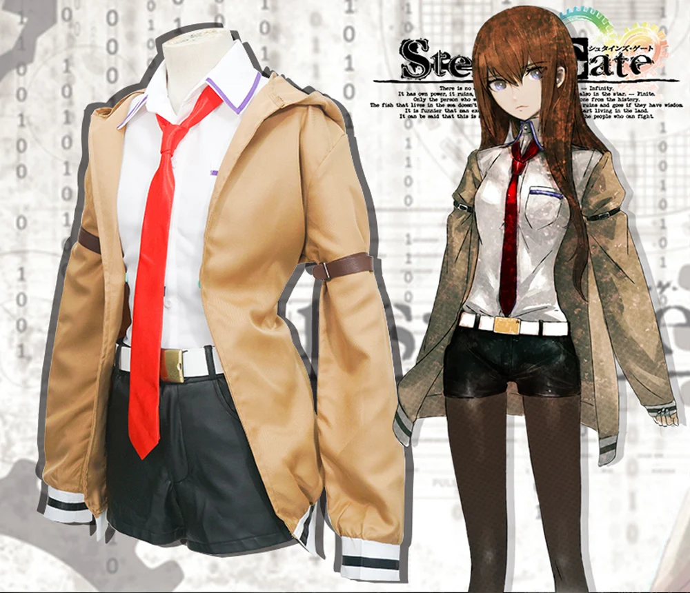 VEVEFHUANG Steins ворота Косплей Костюм японский аниме косплей Makise Kurisu куртка пальто