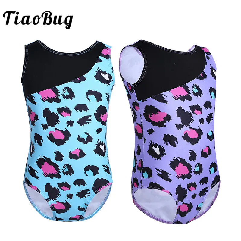 Профессиональный гимнастический трико TiaoBug с леопардовым принтом для девочек