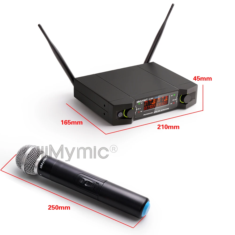 IiiMymic IU-302 UHF 600-700MHz Беспроводная микрофонная система для караоке, церковной речевой встречи, двухканальный 2 ручных микрофона