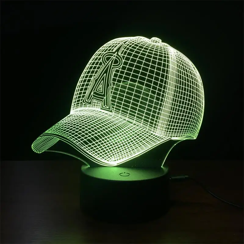 Бейсбольная кепка светодиодный 3d ночник спортивная шапка настольная лампа USB 7