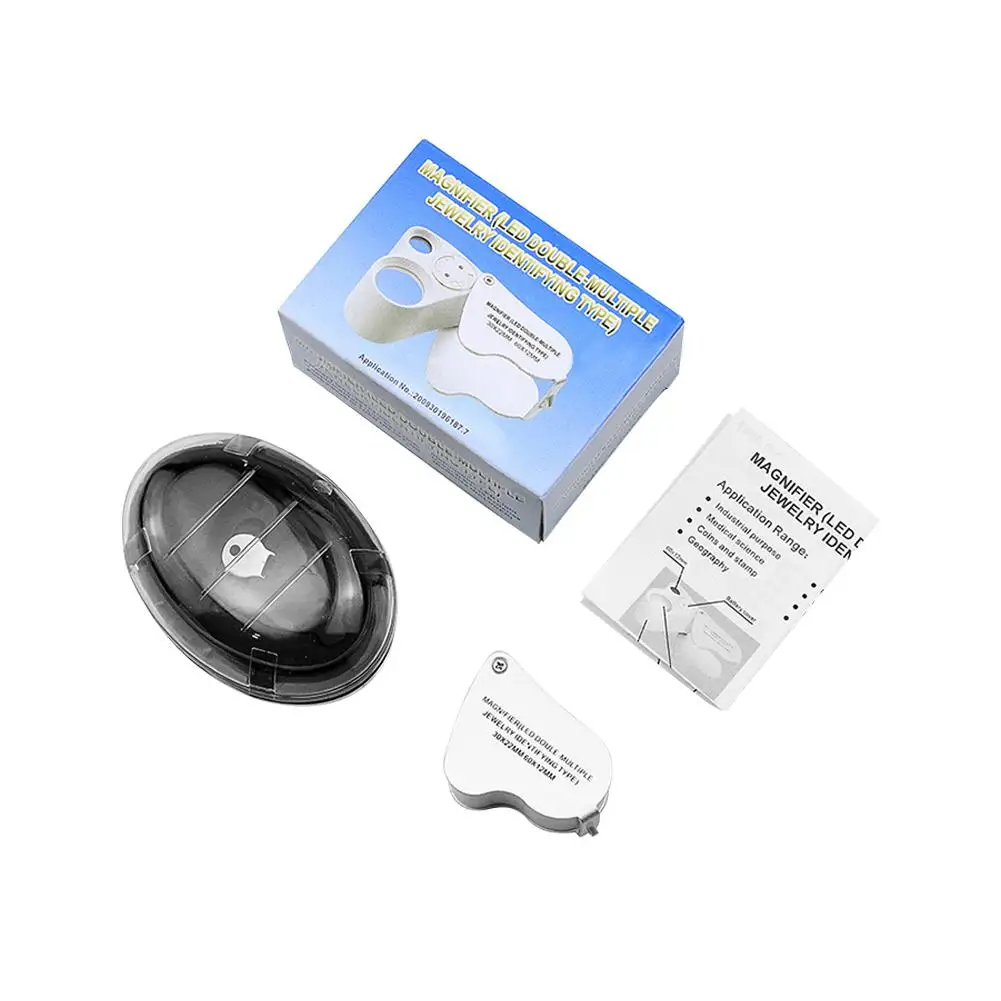 Adeeing 2in1 30X 60X Loop Magnifier Jeweler Eye Loupe Lens LED 10*4*3CM White | Инструменты