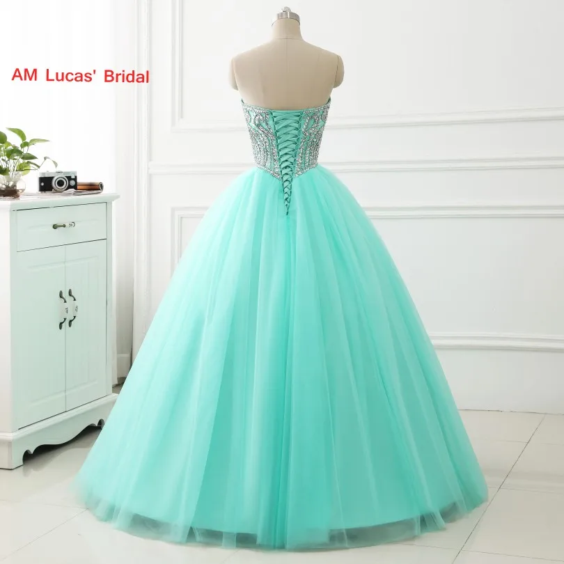 Quinceanera платье бальное бисером Стразы Милая декольте длинное сладкий 16 вечерние платья Vestido De 15 Anos