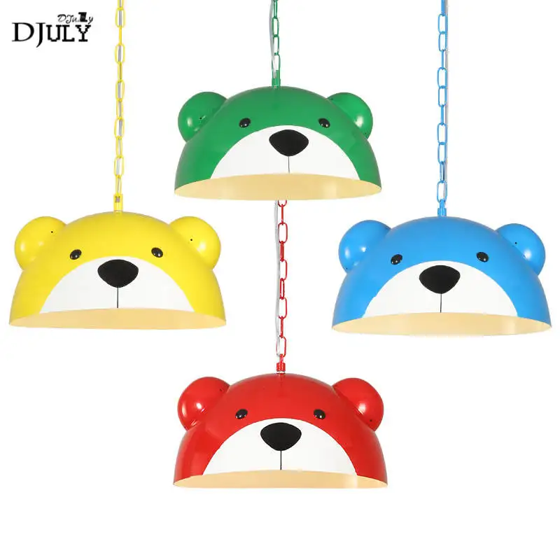 

American children bedroom panda pendant lights kids cartoon nursery study hanging lamp creative home deco kitchen led luminaire