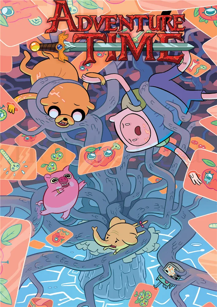 Серебристый Adventure Time постеры, Мультяшные настенные наклейки, белая бумага с покрытием, принты для украшения дома, гостиной, спальни, бара, домашнего искусства, бренд - Цвет: Серебристый