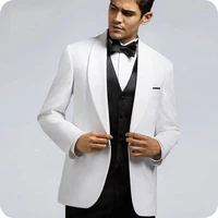 men suit for wedding white bridegroom blazer groomsmen custom made tuxedos slim fit formal terno masculino groom wear coat pants